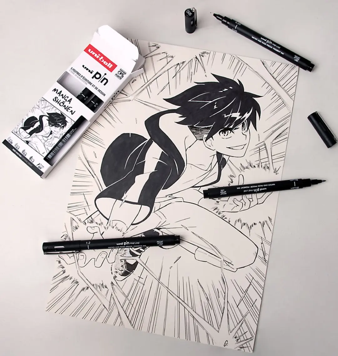 uni-ball Uni Pin Manga Fineliners - 5 Stuks Zwart