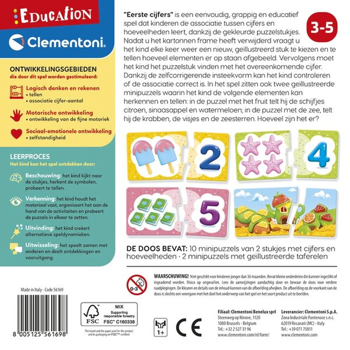 Clementoni Education Eerste Cijfers - 22 Stuks - Multicolor - afbeelding 2 van 3
