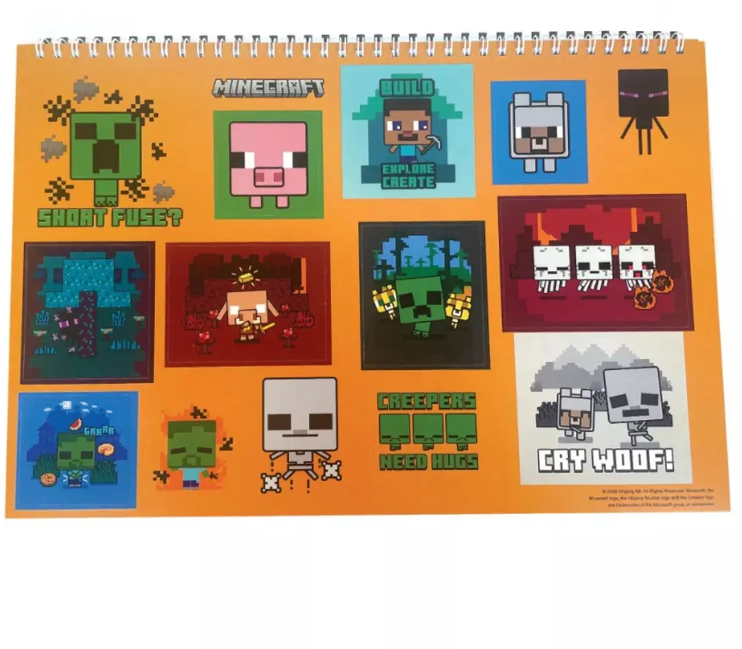 Minecraft Schetsboek met Stickers - 40 Pagina's - Groen