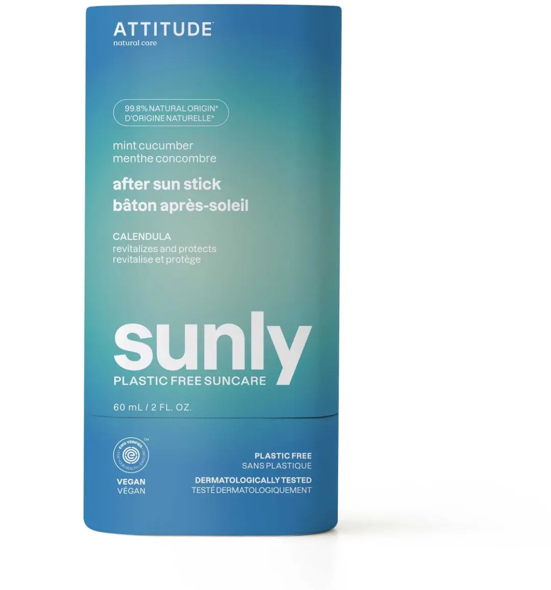 Attitude Sunly After Sun Stick SPF30 - 60ml Mint & Komkommer