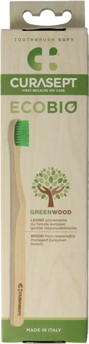Curasept Ecobio Greenwood Tandenborstel Soft - Hout - afbeelding 6 van 6