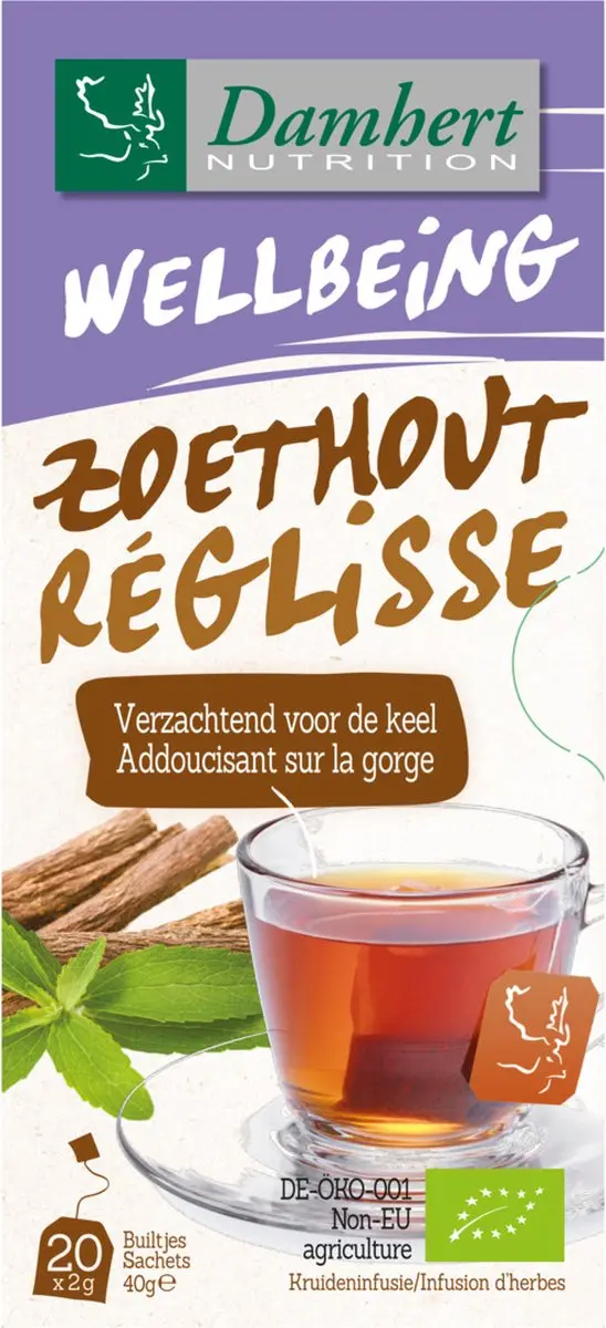 Damhert Tea Time Zoethout Thee Bio 20 Zakjes