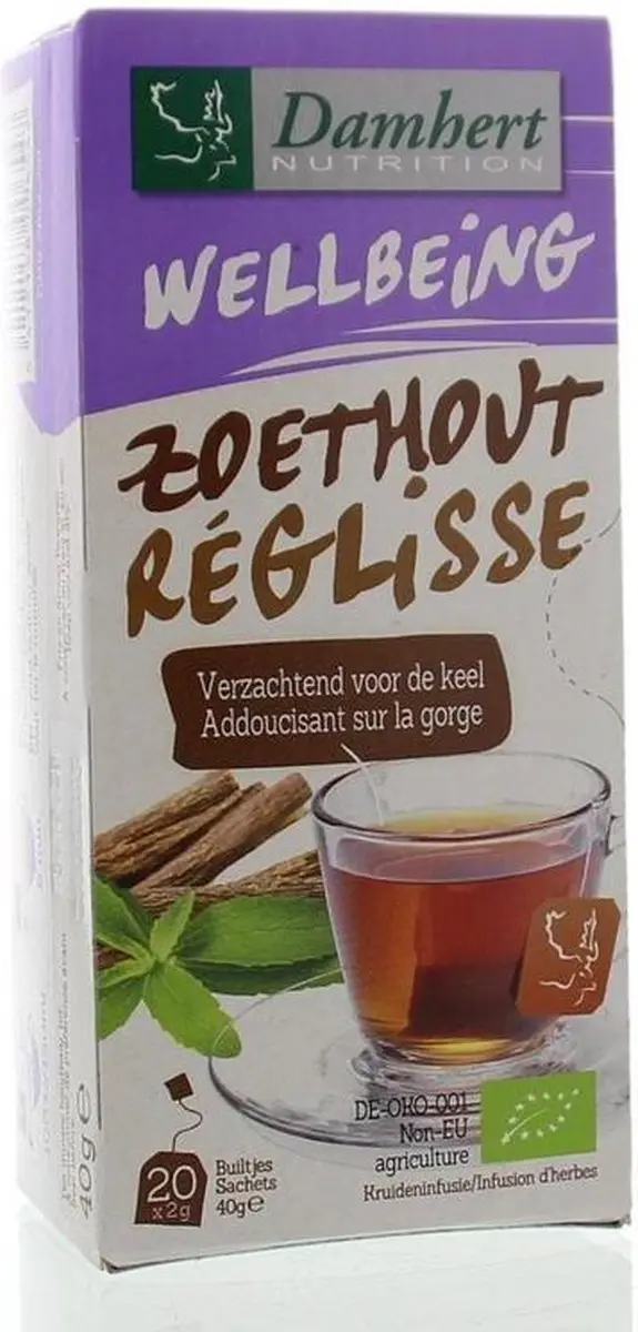 Damhert Tea Time Zoethout Thee Bio 20 Zakjes