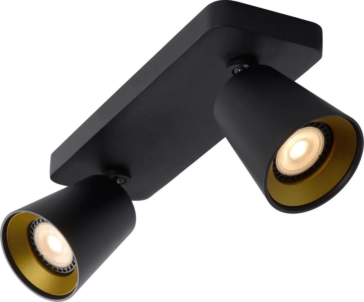 Lucide TurnOn Plafondspot LED Dim-to-Warm GU10 2x5W - Zwart