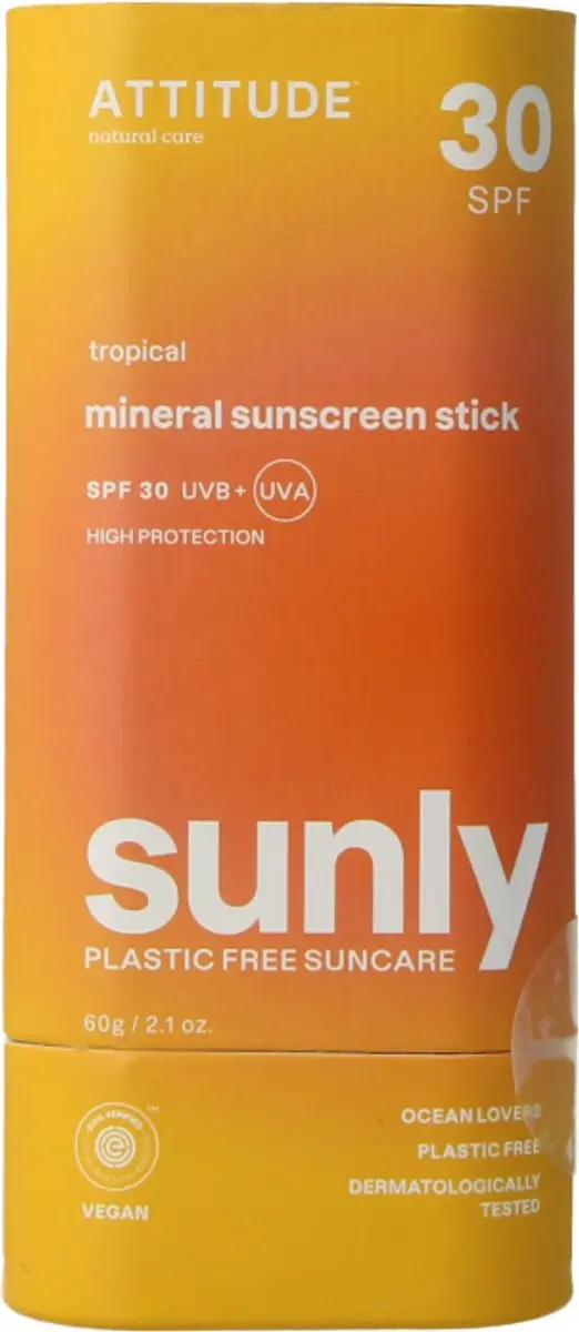 Attitude Sunly Zonnebrandstick SPF30 Tropisch 60ml