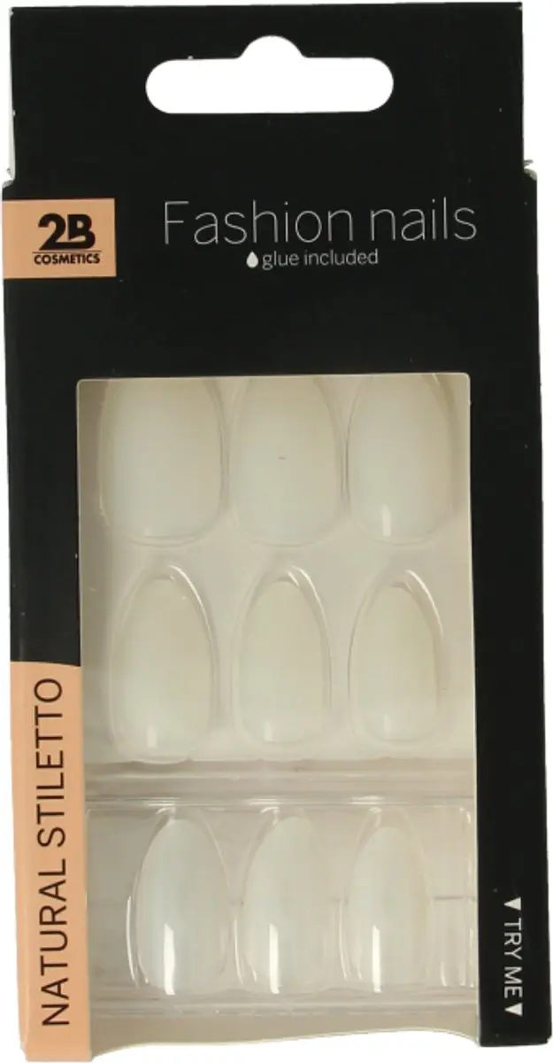 2B Nails Natural Stiletto - 24 Stuks