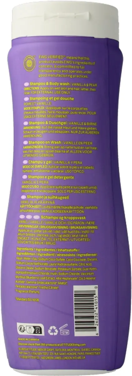 Attitude Little Leaves 2in1 Shampoo Vanille Peer 473ml