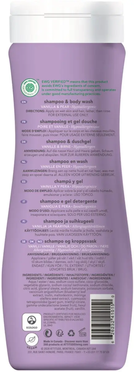 Attitude Little Leaves 2in1 Shampoo Vanille Peer 473ml