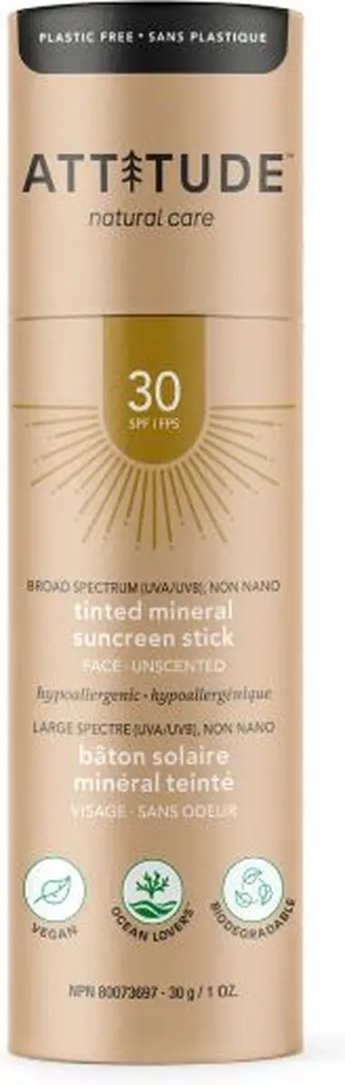 Attitude Sunly Tinted Face Stick Mineral Sunscreen SPF30 20g