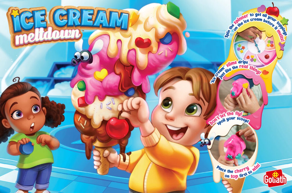 Goliath Ice Cream Meltdown - Actiespel - Kinderspel - Versier het ijsje met alle toppings voor het ijs-slijm smelt!