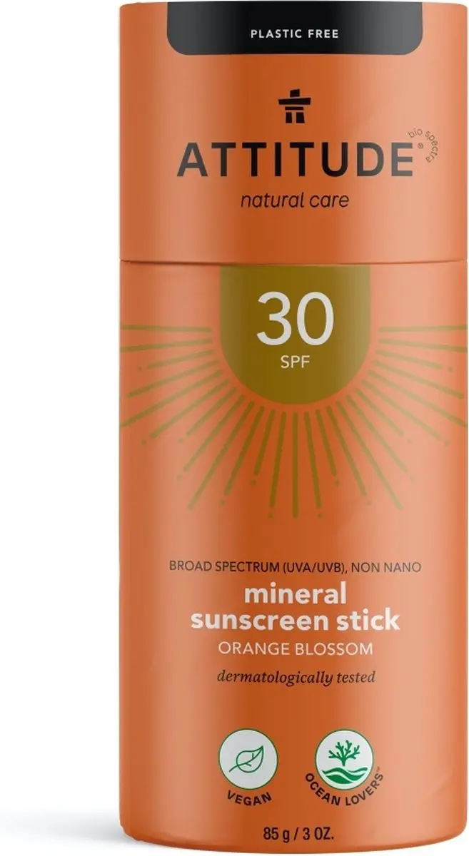 Attitude Sunly Zonnebrandstick SPF30 60g - Oranjebloesem