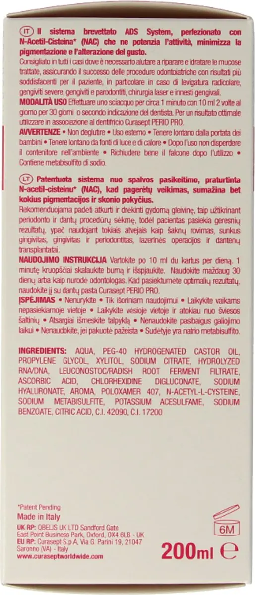 Curasept ADS DNA Perio Pro CHX 0,12% + HA Mondspoelmiddel 200ml