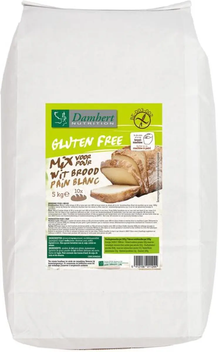 Damhert Glutenvrije Broodmix Wit 5000g - Rood