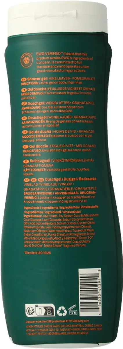 Attitude Super Leaves Glowing Red Vine Douchegel 473ml