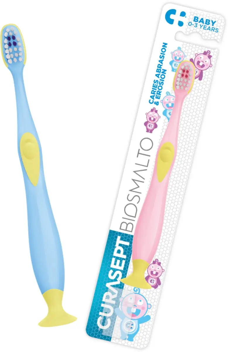 Curasept Biosmalto 0-3 Baby Tandenborstel - Pink/Yellow