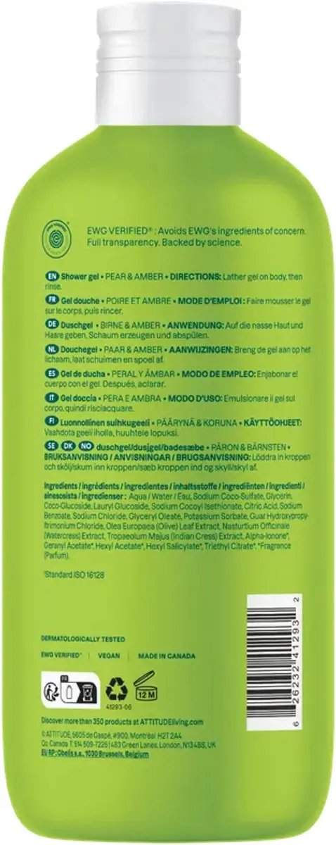 Attitude Super Leaves Douchegel Peer & Amber 473ml