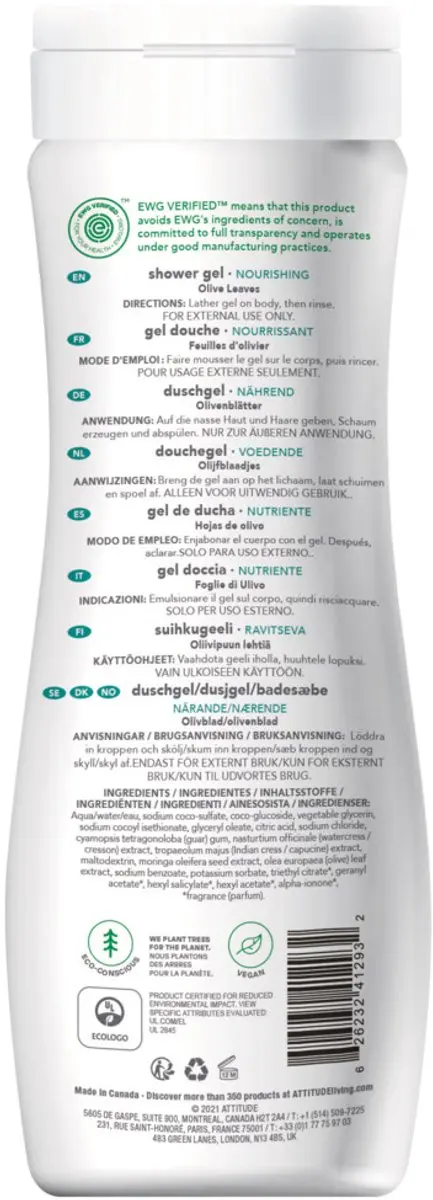 Attitude Super Leaves Douchegel Peer & Amber 473ml