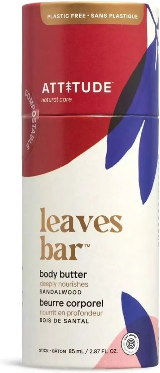 Attitude Leaves Bar Plasticvrije Body Butter Stick Sandalwood 85ml