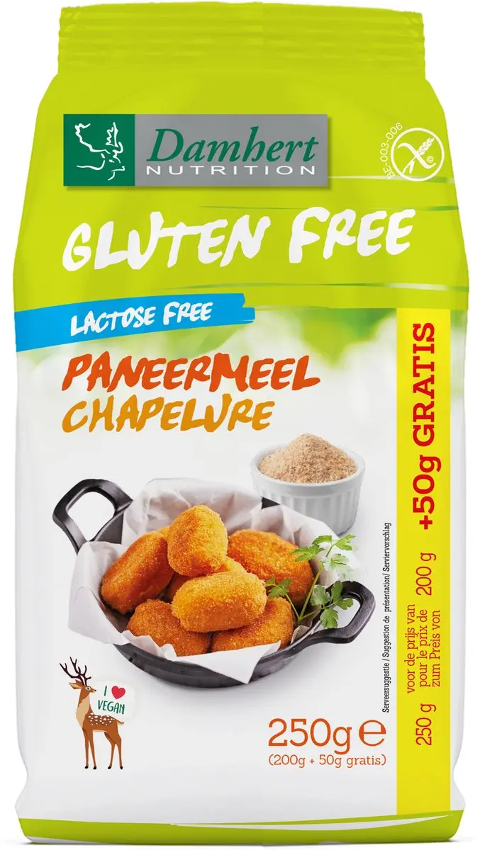 Damhert Glutenvrij Lactosevrij Paneermeel 200g