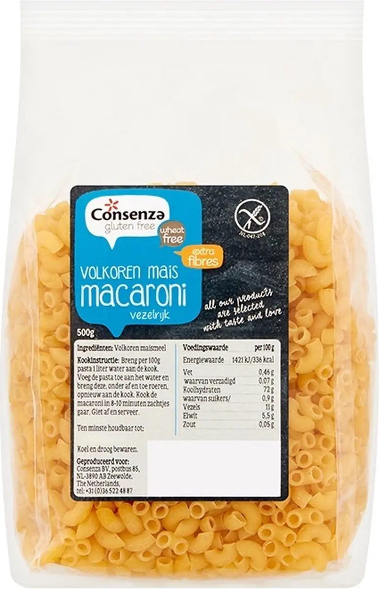 Consenza Volkoren Maïs Macaroni 500g