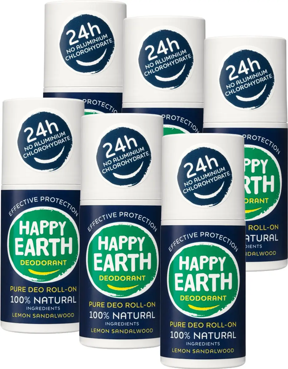 Happy Earth Deodorant Roller Lemon Sandelwood