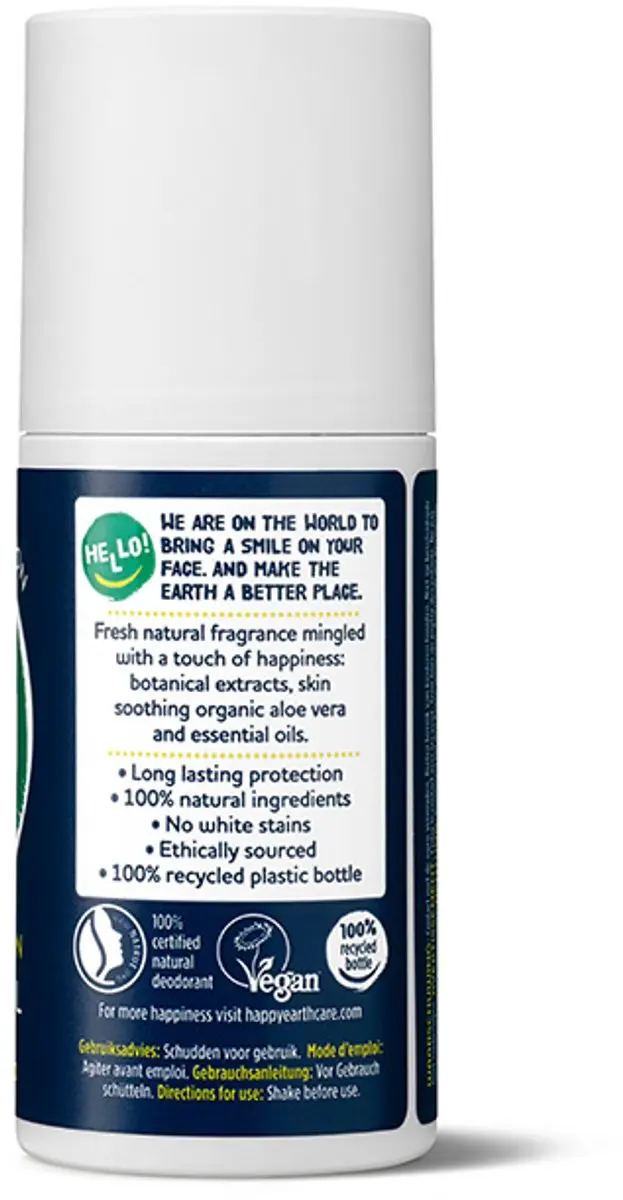 Happy Earth Deodorant Roller Lemon Sandelwood - 6x75ml