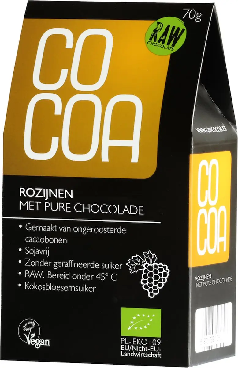 Cocoa Rozijnen met Pure Chocolade RAW 70g