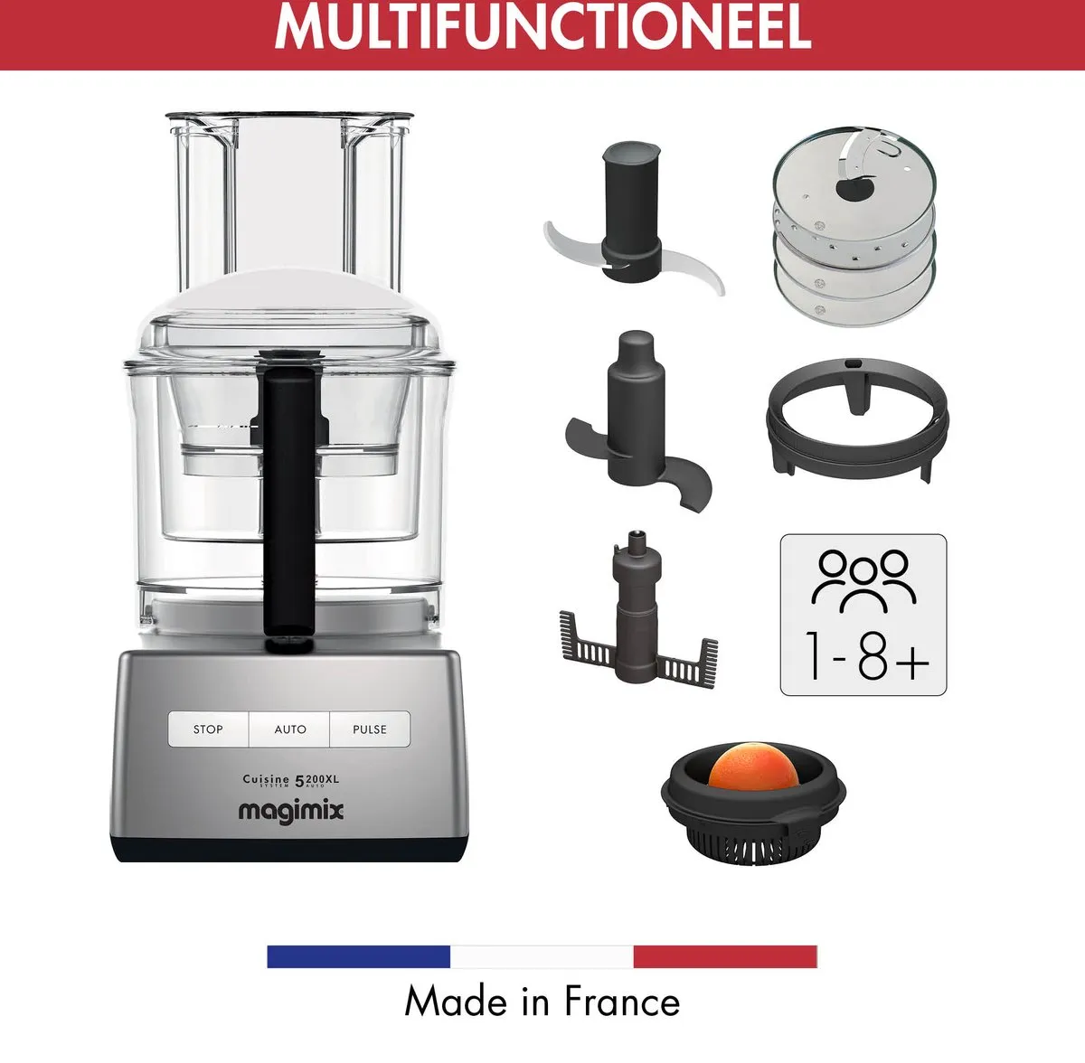 Magimix CS 5200 XL Foodprocessor 1100W - Mat Chroom