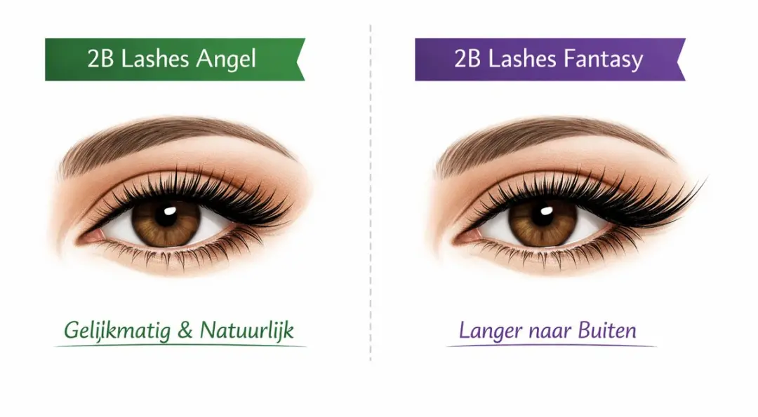 2B Set Wimperverzorging - 2x Eyelash Angel & Fantasy + Lijm + Krultang - Zwart