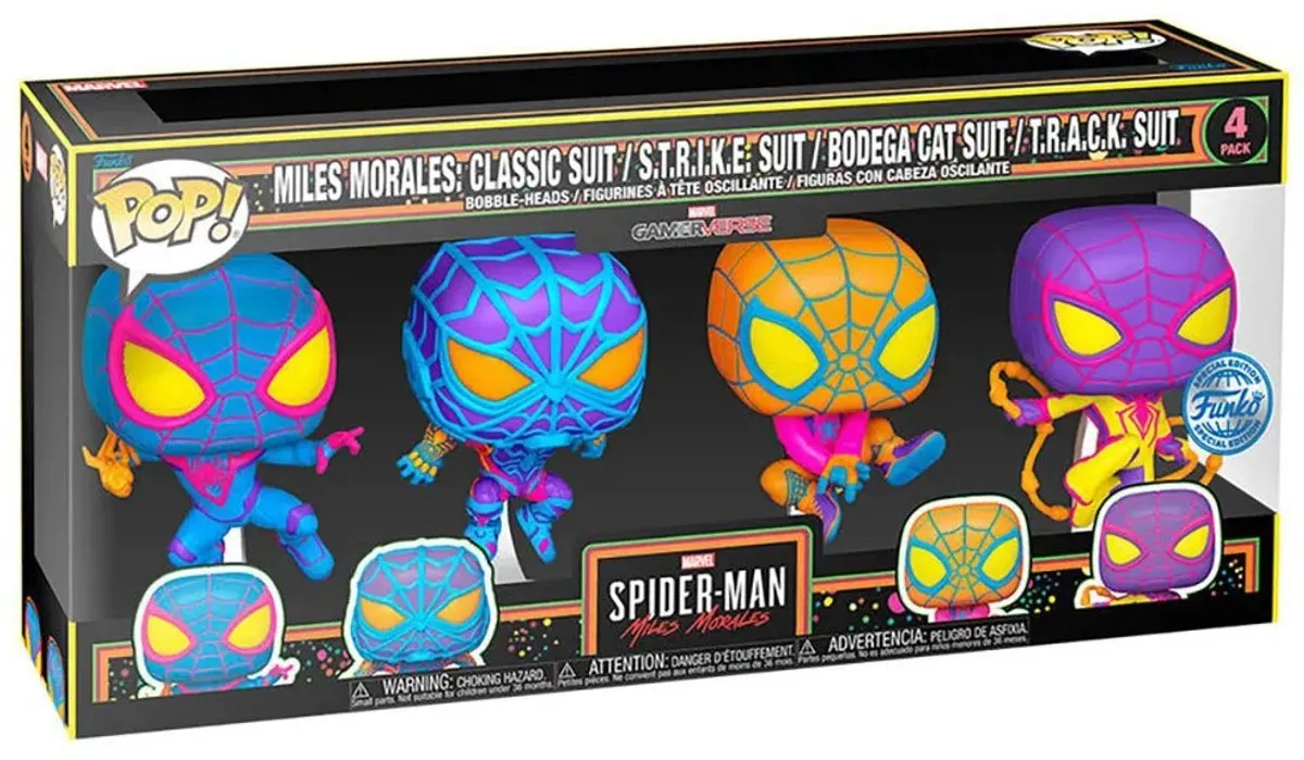 Funko Pop! Marvel Miles Morales Blacklight US Exclusive 4-Pack - Multi