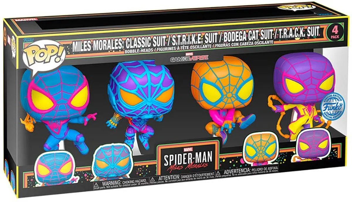 Funko Pop! Marvel Miles Morales Blacklight US Exclusive 4-Pack - Multi