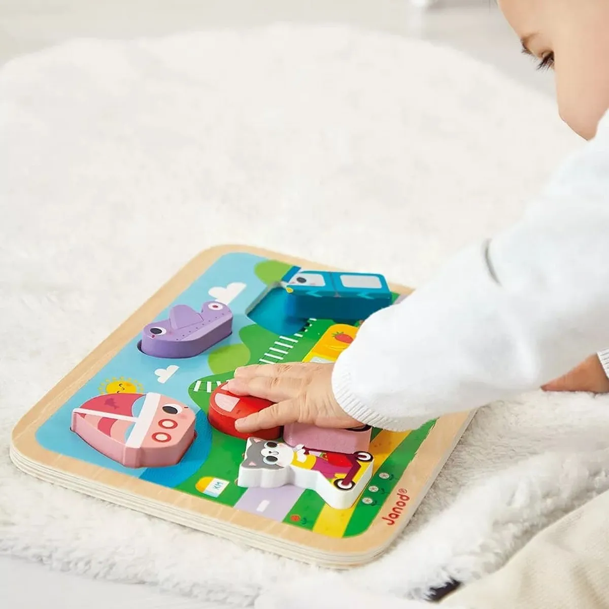 Janod Chunky Puzzel Voertuigen 7-delig - 18+ maanden