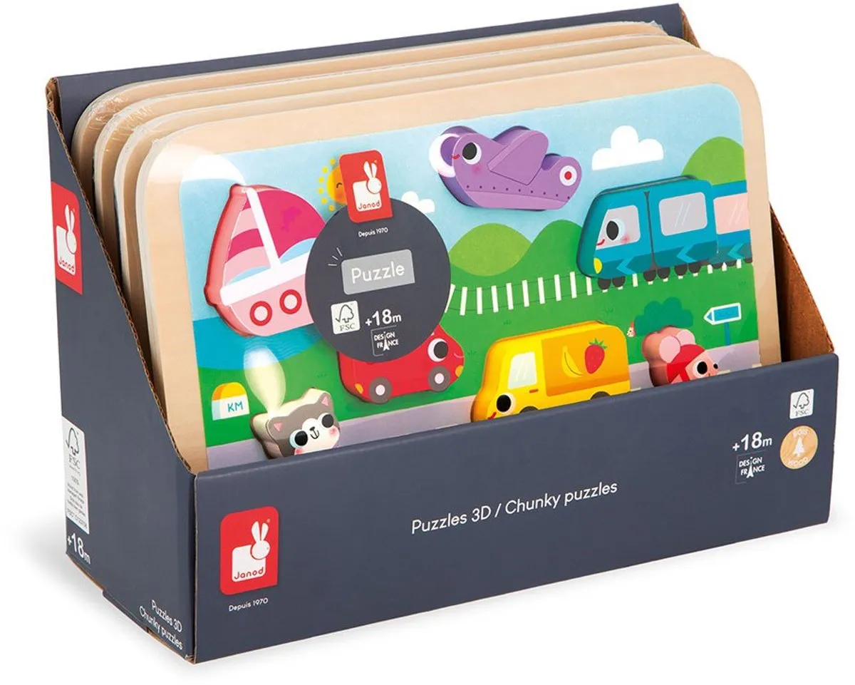 Janod Chunky Puzzel Voertuigen 7-delig