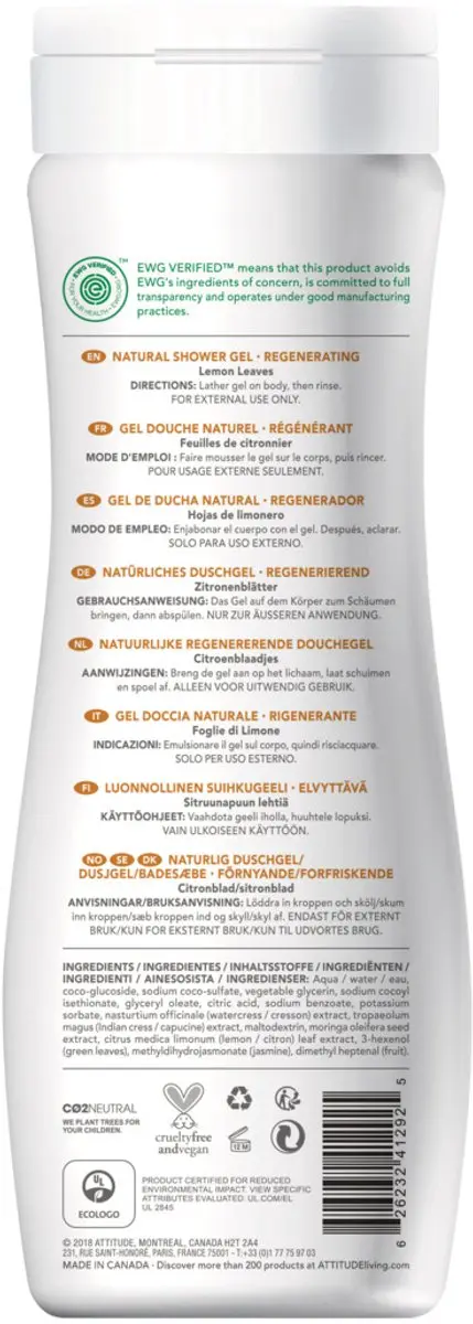Attitude Super Leaves Regenerating Lemon Douchegel 473ml