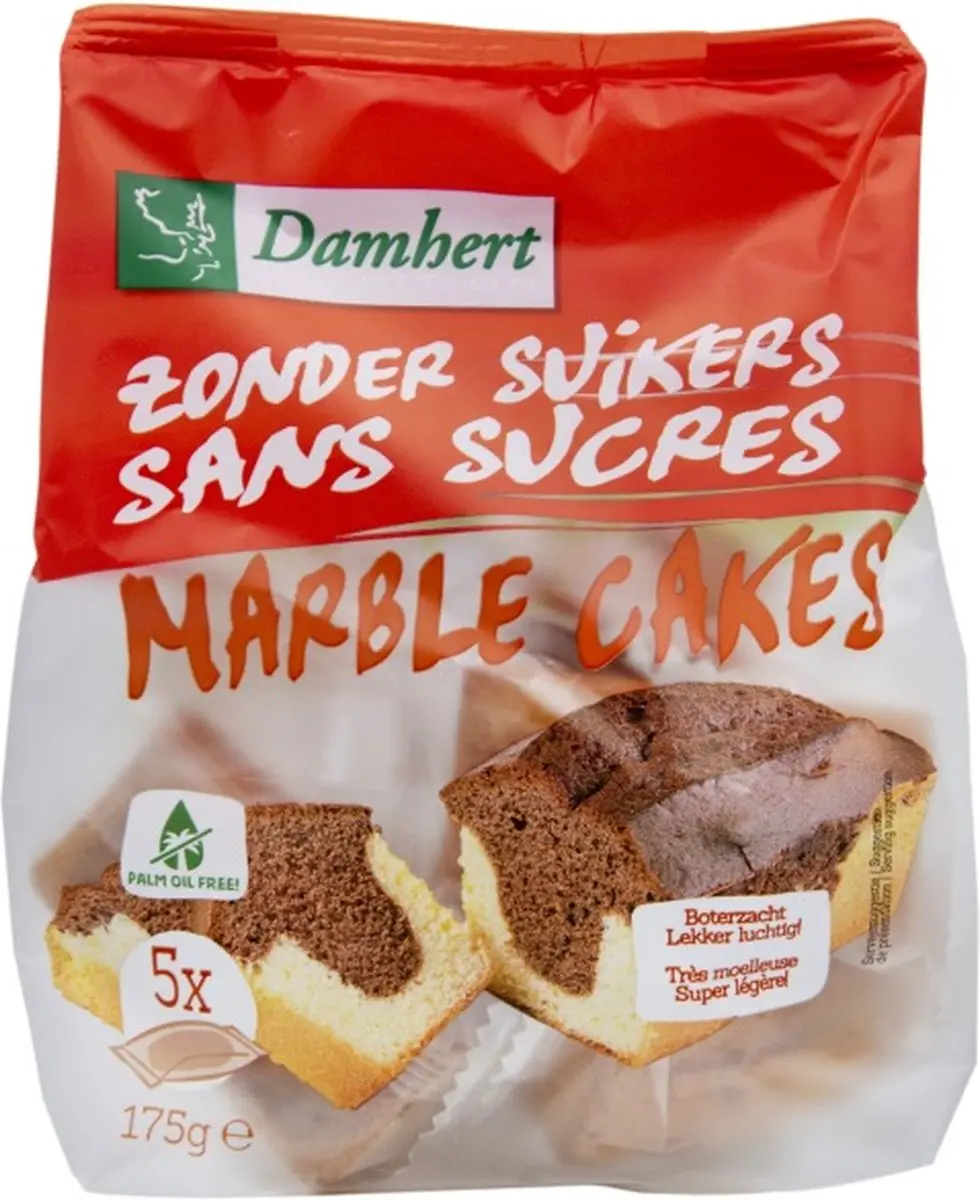 Damhert Marble Cakes Zonder Suikers 175g - 5 Stuks