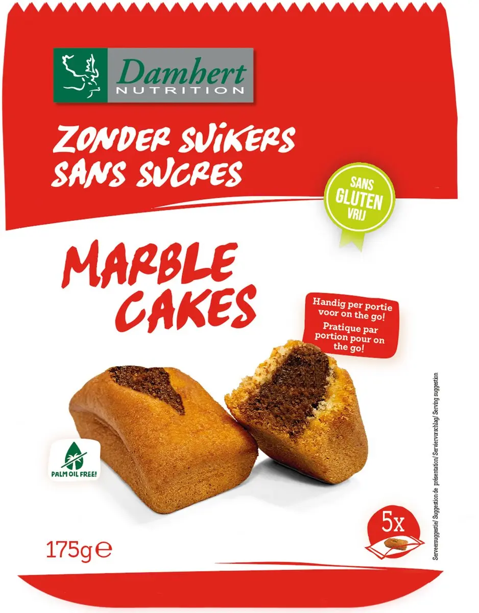 Damhert Marble Cakes Zonder Suikers 175g - 5 Stuks