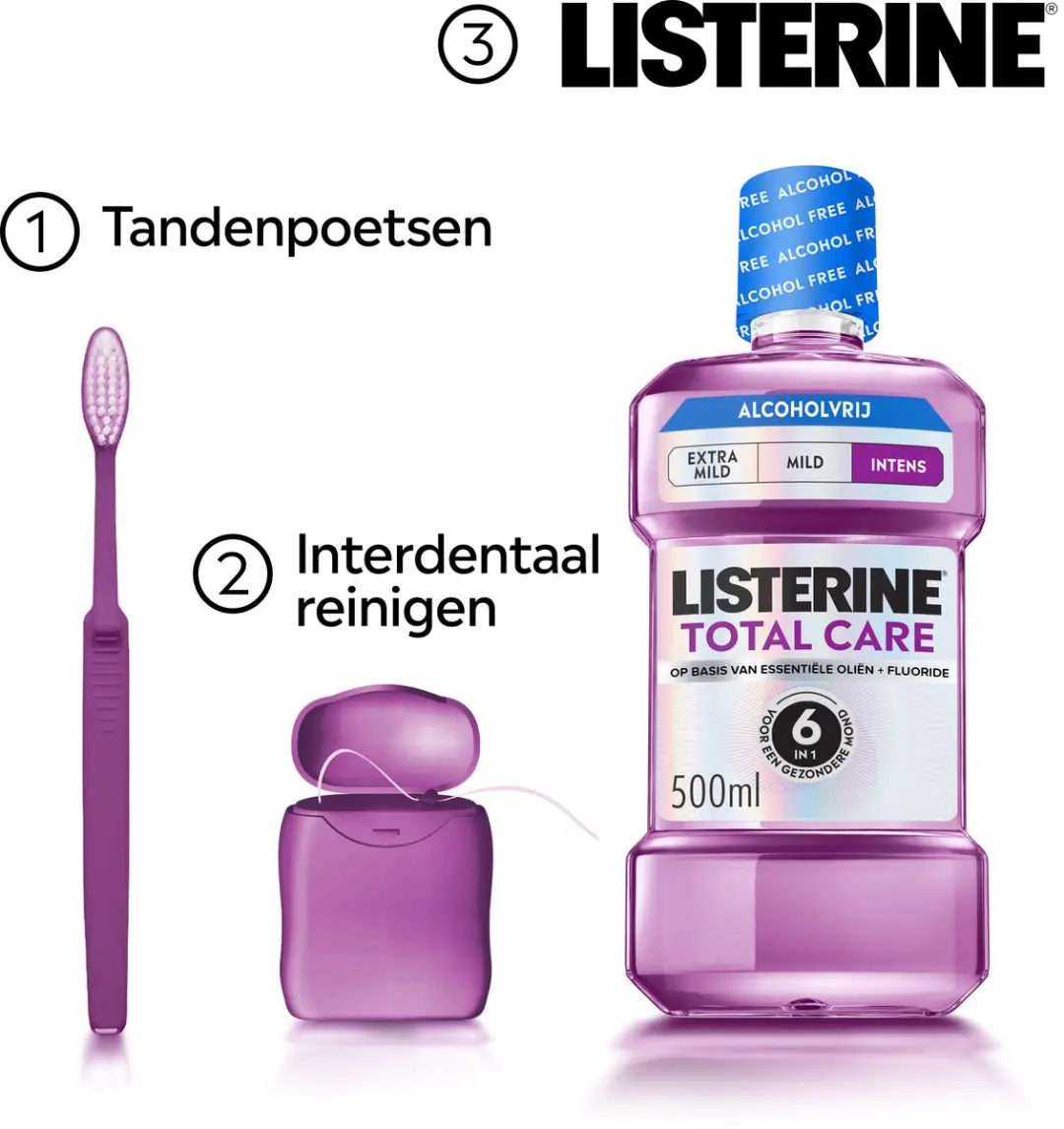 Listerine Total Care Alcoholvrij 3x500ml - Intense Muntsmaak - afbeelding 6 van 6
