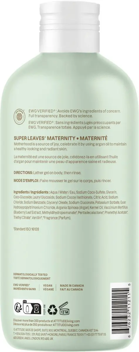 Attitude Maternity Natural Body Wash Argan 473ml