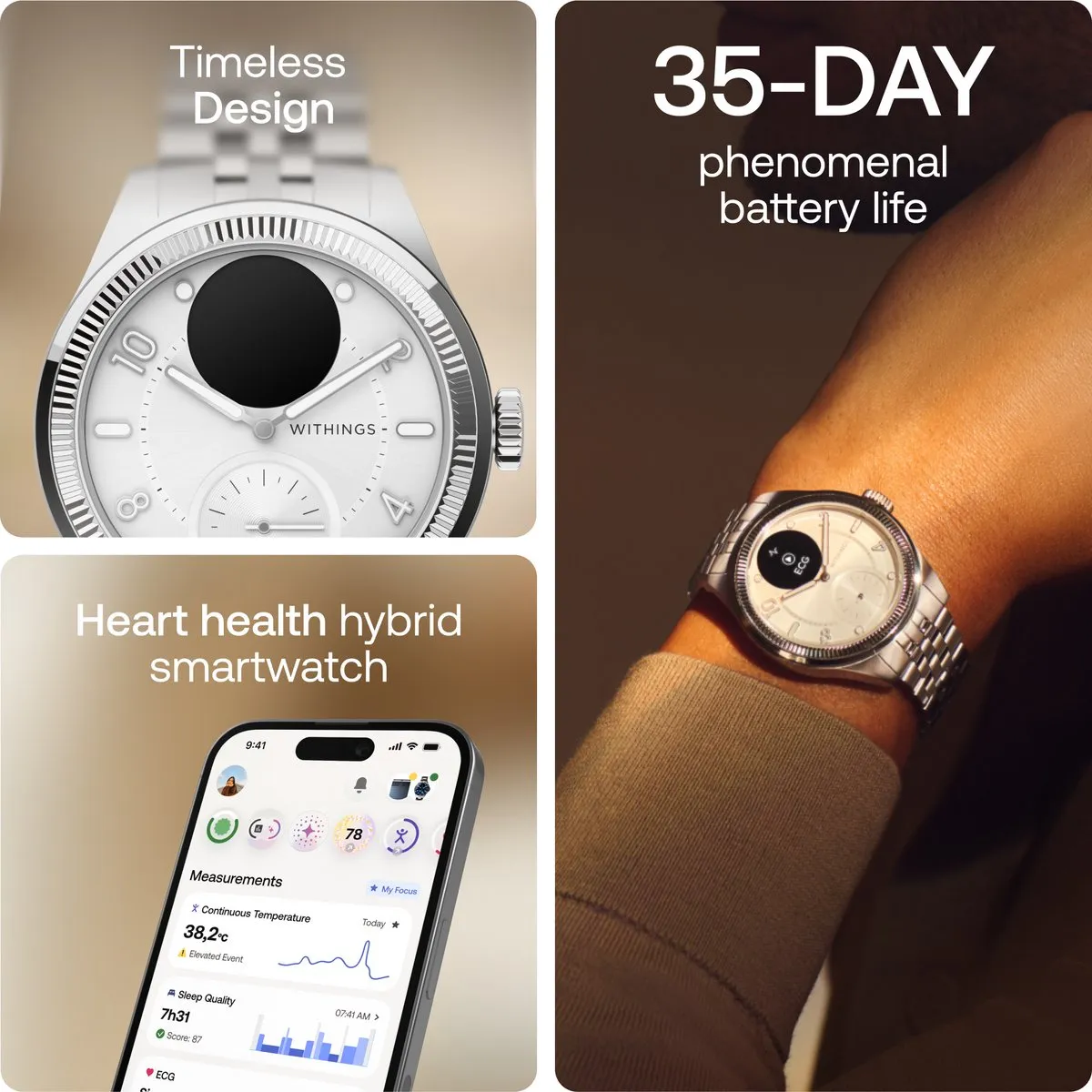 Withings ScanWatch Nova Brilliant 39mm - Titanium Grijs