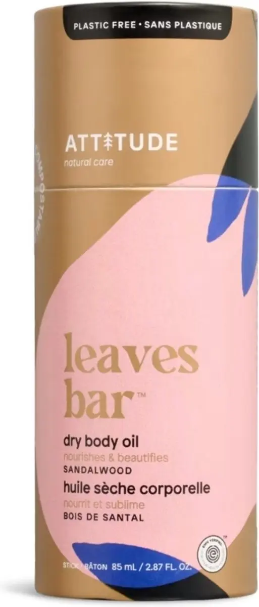 Attitude Leaves Bar Plasticvrije Dry Body Oil Stick Sandalwood 85ml