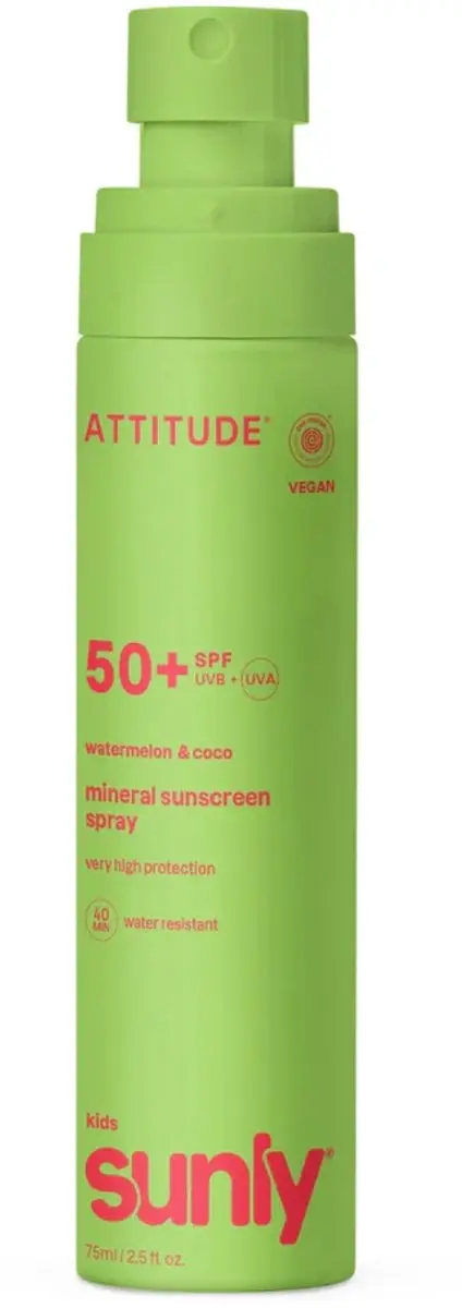 Attitude Sunly Zonnebrandspray Kids SPF50 75ml - Lichaam - Watermeloen Kokos