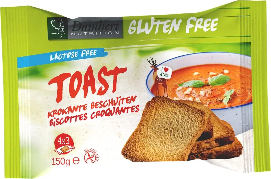 Damhert Glutenvrije Lactosevrije Toast 150g - Rood