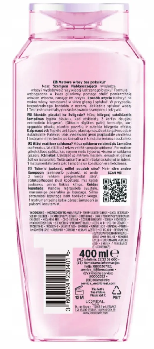 L'Oréal Paris Elseve Glycolic Gloss Shampoo 400ml