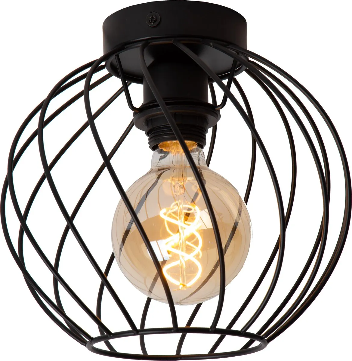 Lucide Danza Plafondlamp Ø25cm - 1xE27 - Zwart