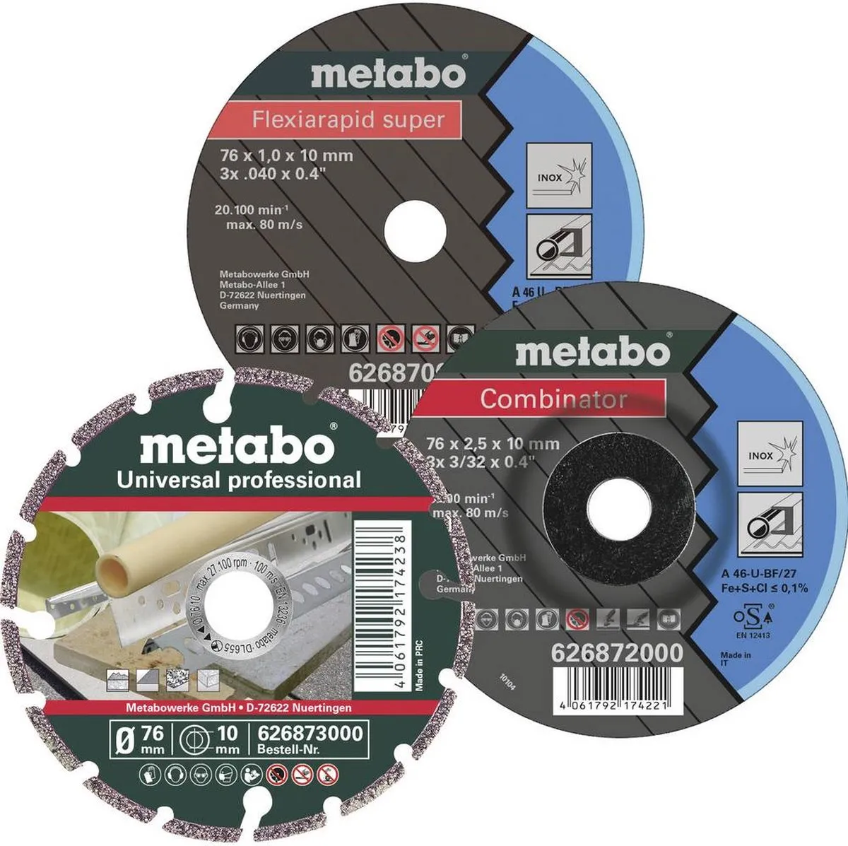 Metabo 3-delige Snij- & Afbraamschijven 76x10mm