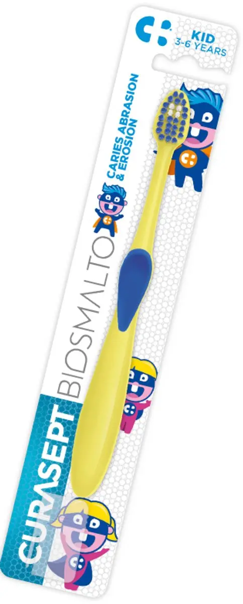 Curasept Tandenborstel Biosmalto Kind 3-6 jaar - Geel/Blauw