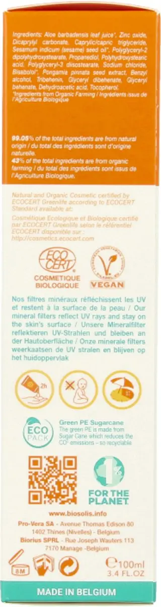 Biosolis Factor 30 Zonnebrandcrème 100ml - Lichaam