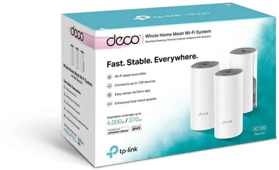 TP-Link Deco E4 3-pack Mesh Wi-Fi 5 - Wit/Grijs
