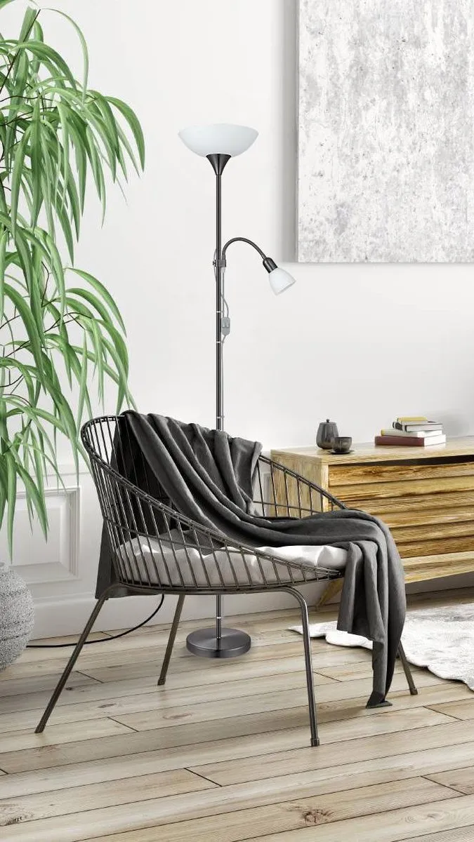 Eglo Up 2 Vloerlamp 176,5cm - Zwart/Wit