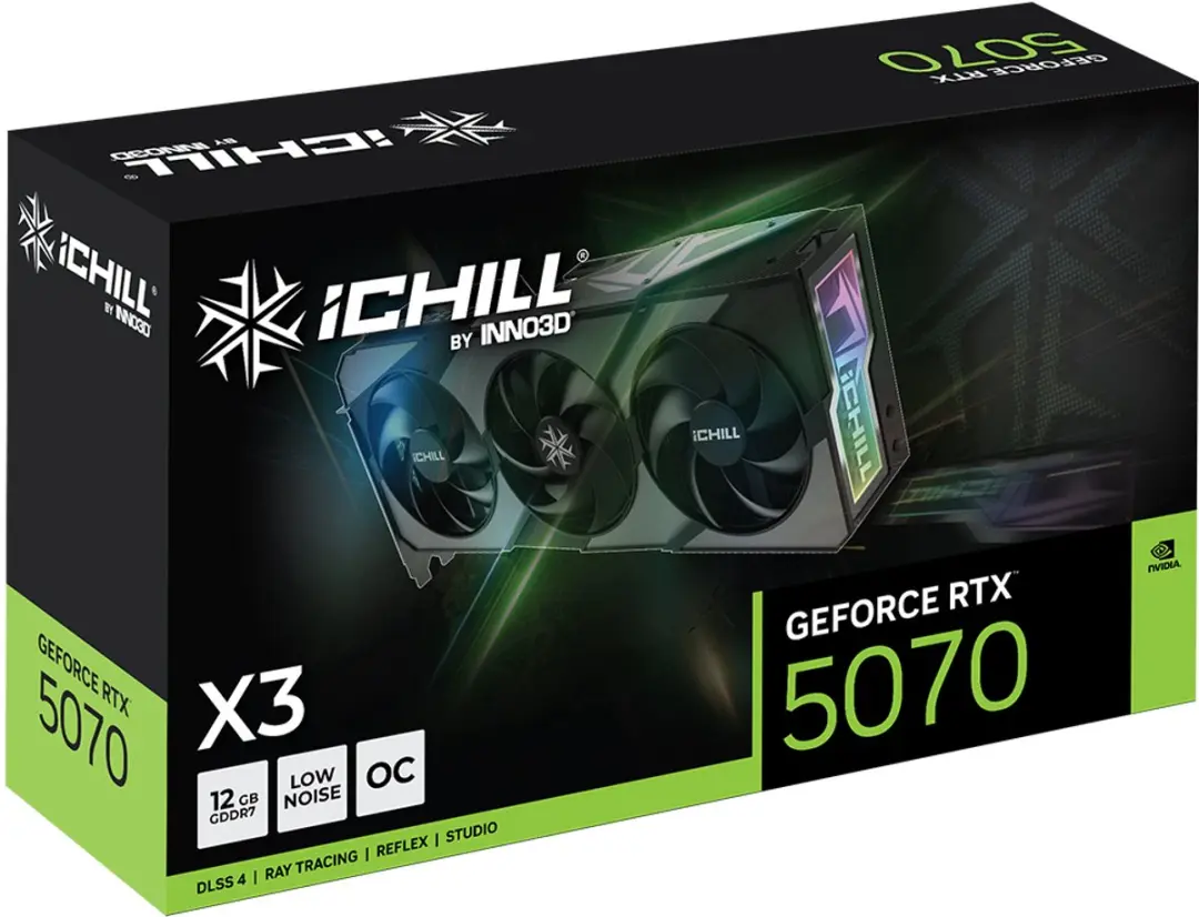 INNO3D iChill GeForce RTX 5070 X3 C50703-12D7X-195065H - 12GB GDDR7 - Zwart